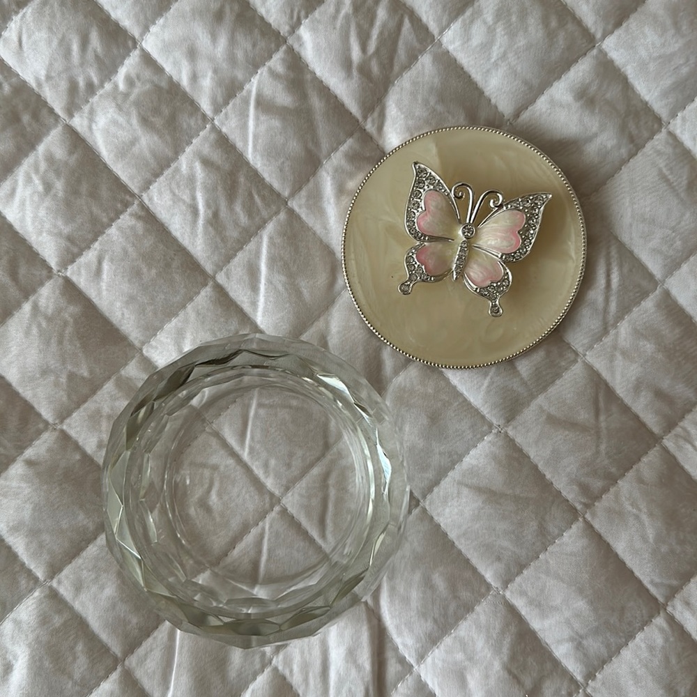 coquette glass trinket dish